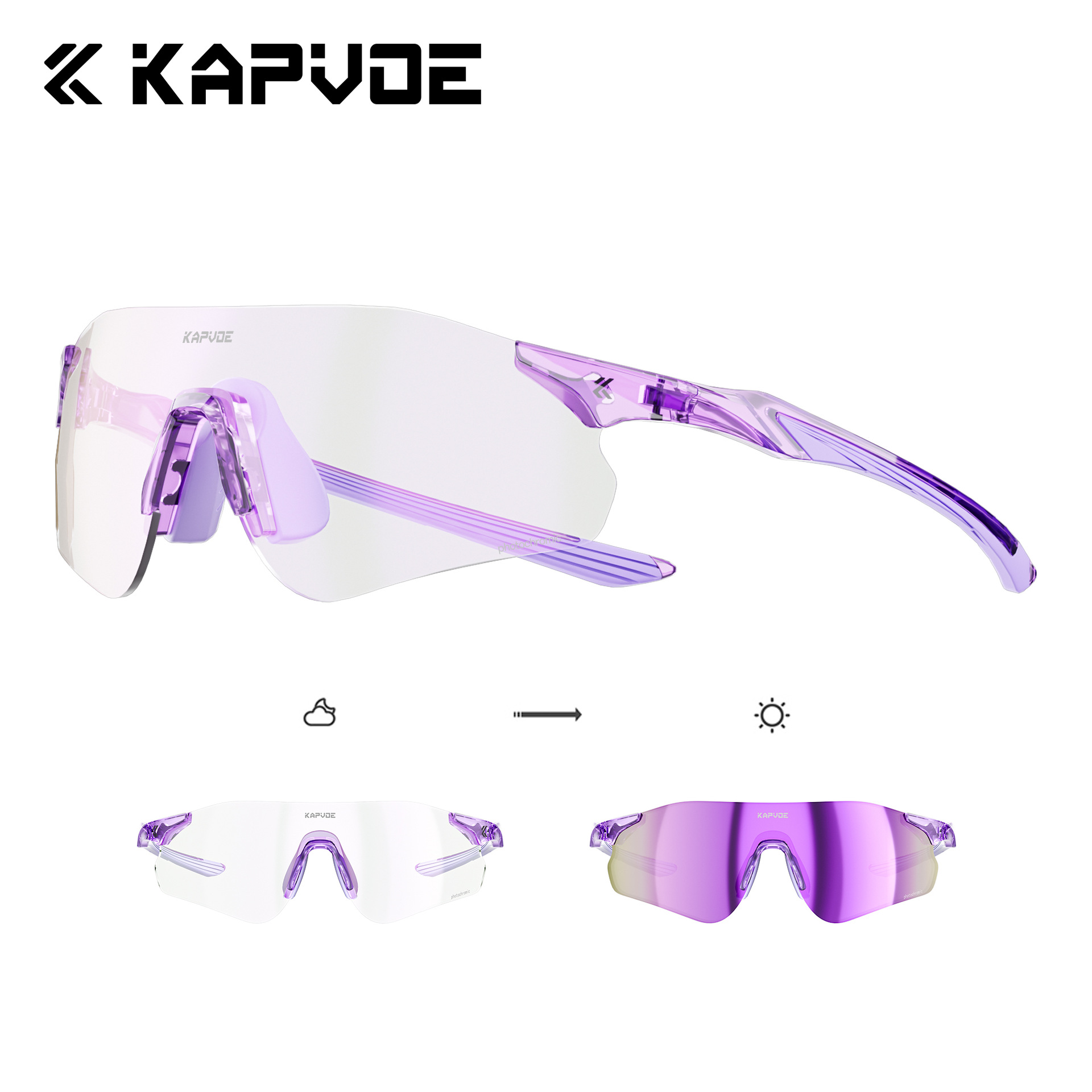 Gafas Fotocromáticas para Ciclismo y Correr de TR90, Fotocromático y Cortavientos, para Ciclismo y Escalada image 6