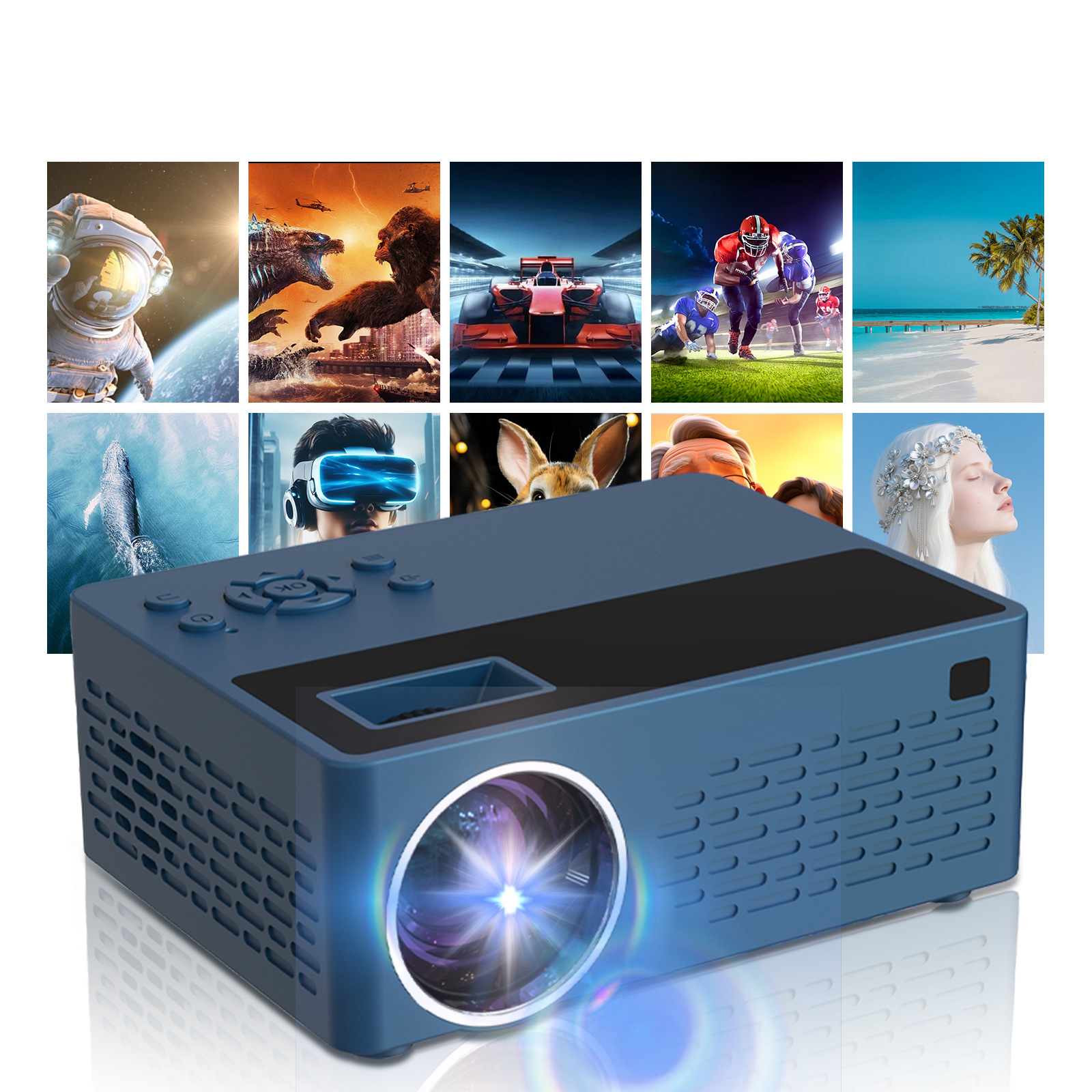 Cross-Border Foreign Trade J12Cpro Wired Screen-Mirroring Mini Projector Portable Projector in Navy Blue, Exclusively for Cross-Border Supply