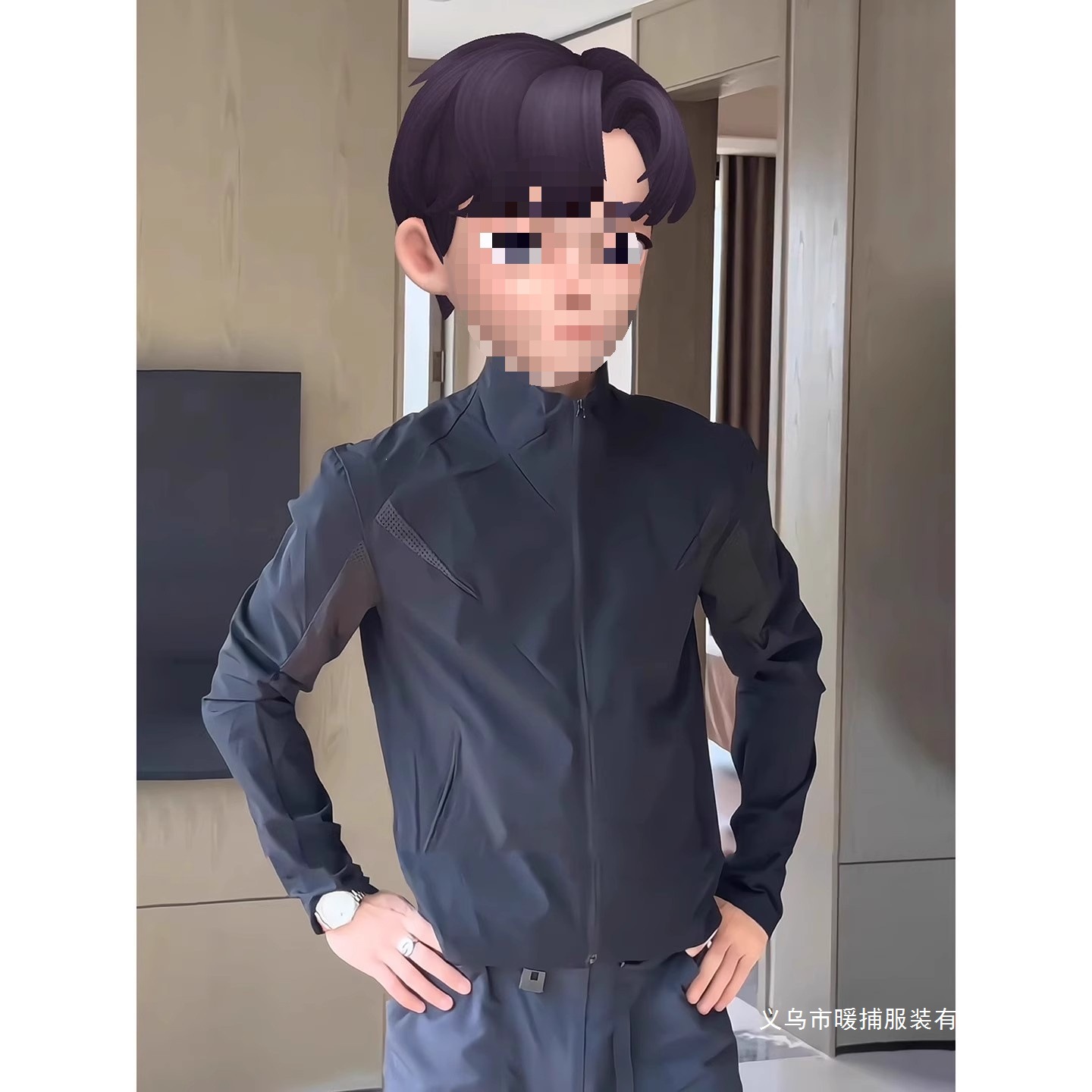 黑色网眼速干立领防晒衣男款夏季透气防紫外线外套户外骑行钓鱼服