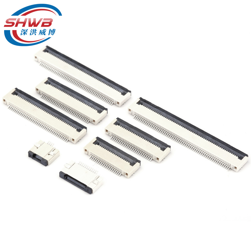 FFC/FPC扁平电缆连接器0.5mm间距翻盖式下接4 8 16 24 30 40 60P