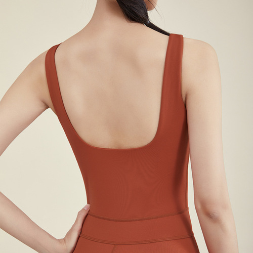 Women's Advanced Design Yoga Clothes with Bust Pads, Quick-Drying, No Embarrassing Seams Bodysuit, Sports Fitness Yoga Set
