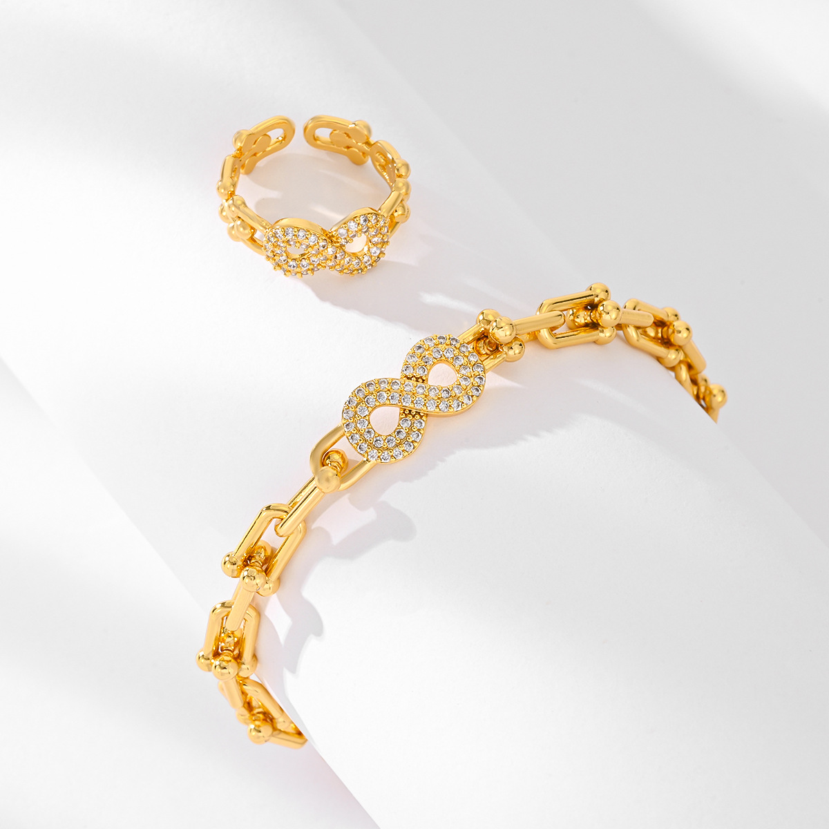 24k set de joyería de herradura de caballo 24k set de brazalete de anillo vivo de bronce para mujeres opciones transfronterizas