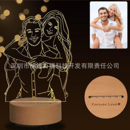 국경 3D NIGHTLIGHT 회사 광고 휴일 생일 선물 DIY 단단한 목제 기본 아크릴 테이블 램프