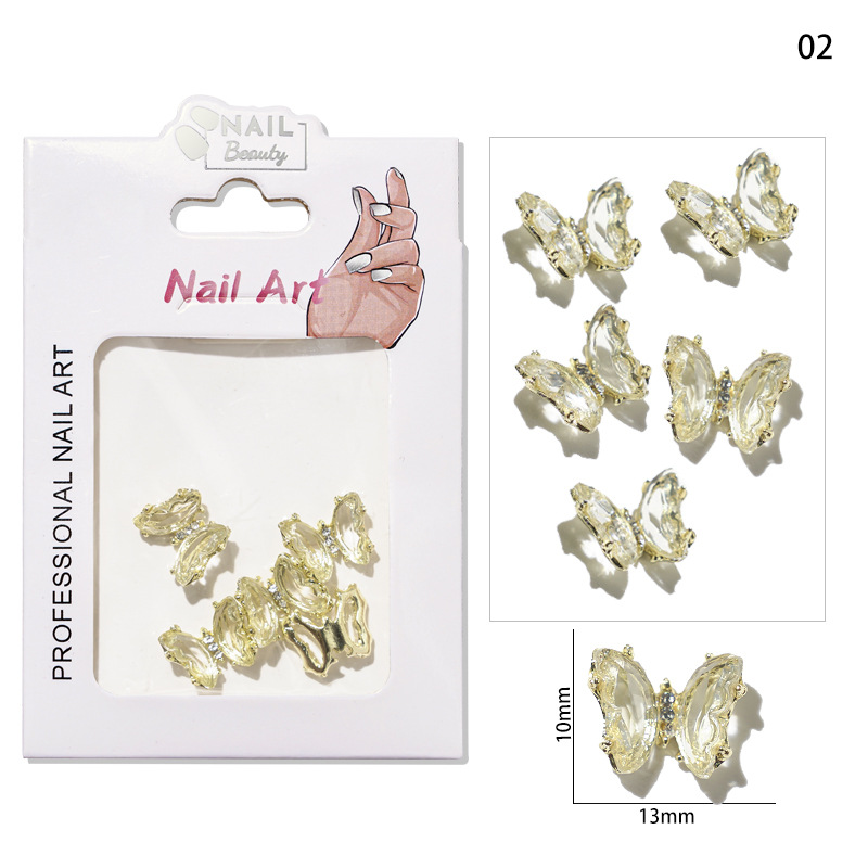 Accesorios de mariposa de uñas aurora uñas joyas de metal accesorios de uñas joyas de diamantes de imitación de uñas joyas pequeñas