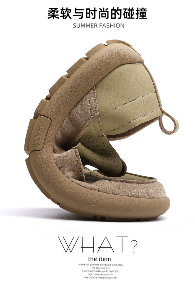 Dép sandal nam lỗ thoáng khí đế mềm kiểu lười — Màu be, Màu kaki chi tiết 9