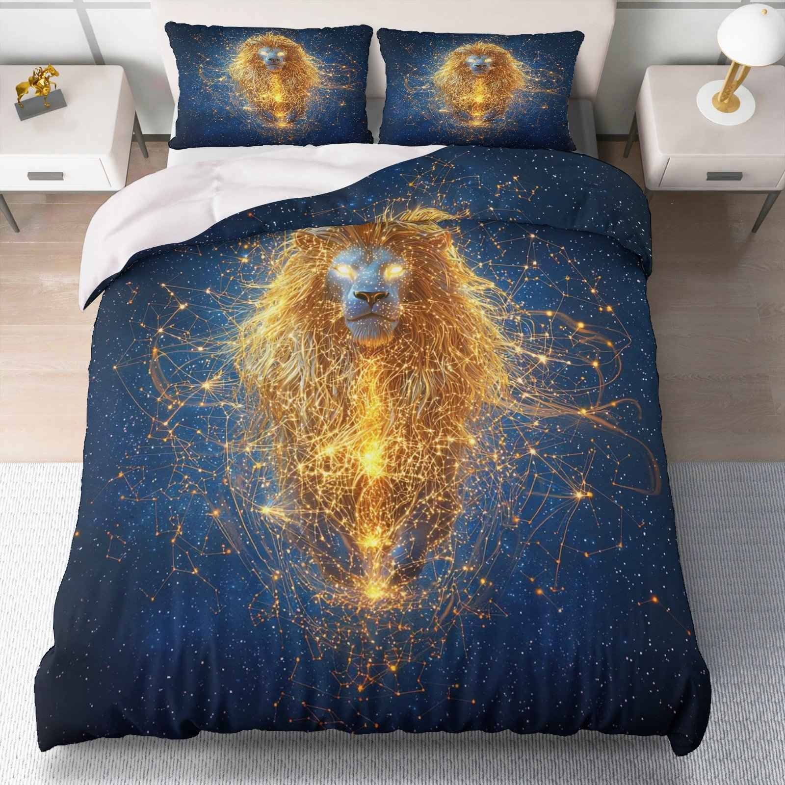 TEMU / JIT textil doméstico molido impresión digital ropa de cama kit león patrón creativo fuente fábrica