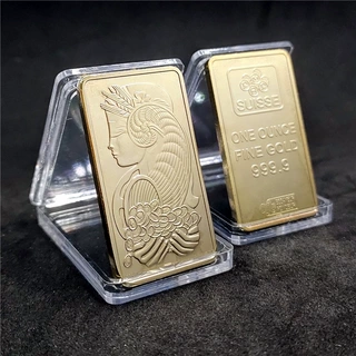 瑞士银行1盎司女神金条纪念币 方形镀金金币纪念品收藏品