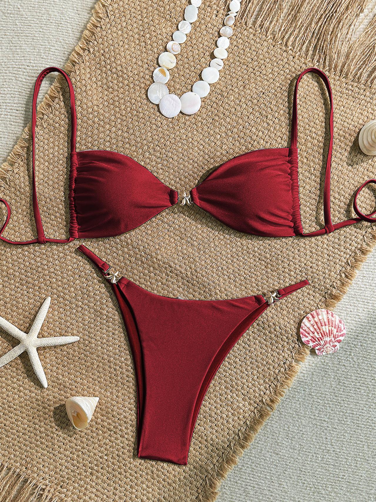 Women's Sexy Thin Rope Shoulder Strap Bikini Triangle Cup Swimwear for Beach Hot Springs Trending New_voghion.com