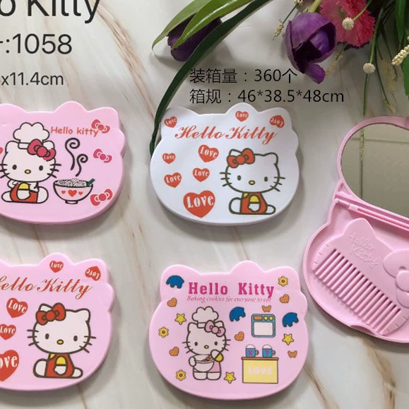 "Foldable Cartoon Handheld Mirror, Kitten Print Compact Mirror with Comb, 13.5×12.5 cm" -> "Складное карманное зеркальце с мультяшным принтом котёнка и расческой, компактное зеркало 13,5×12,5 см"