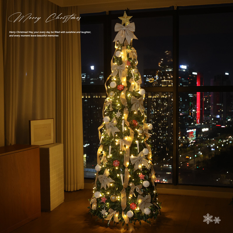 Árbol de Navidad DIY retráctil plegable sin instalación árbol de Navidad decoración de sala de estar gran decoración de Navidad
