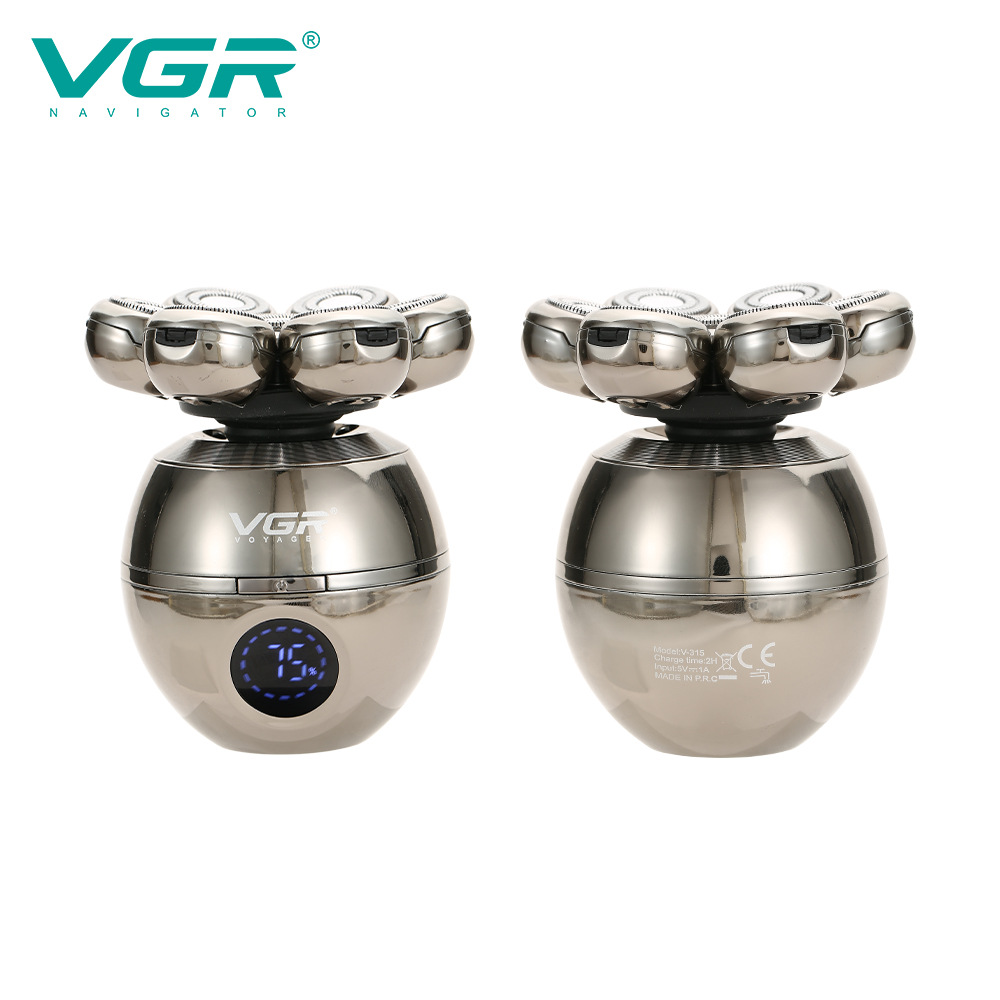 Multifunctional IPX5 Spherical Shaver 5 in 1 Rechargeable Hair Trimming Beard Removal Tool with Digital Display Base_voghion.com
