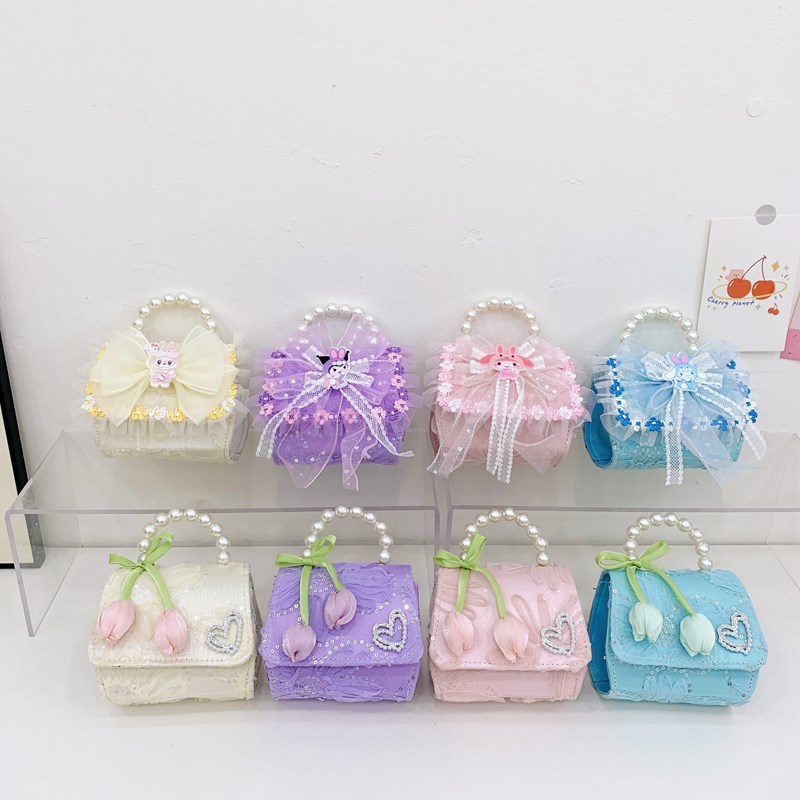 Children's Kt Cat Shoulder Crossbody Bag Pearl Girls Small Bag New Little Girl Internet Celebrity Small Bag Handbag Cross-Border