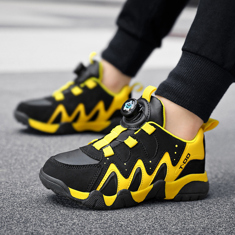 Jongens basketballschoenen van leer met draaisluiting antislip_voghion.com