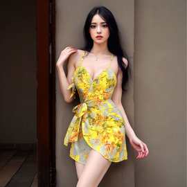 黄色战袍性感女情趣少妇内衣紧身吊带激情诱惑女午夜魅力套装2426