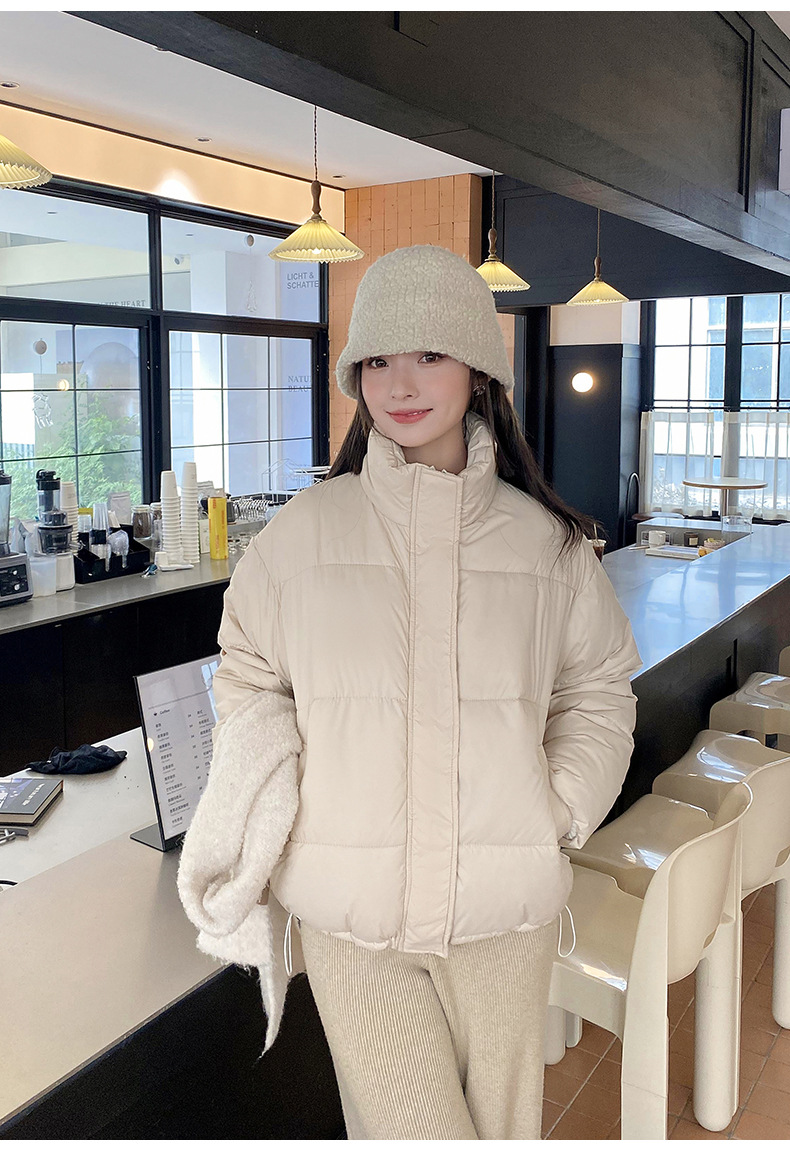 Katoenen jack dames korte 2023 winter nieuwe stijl kleine staande kraag donsjack verdikte katoenen damesjack_voghion.com