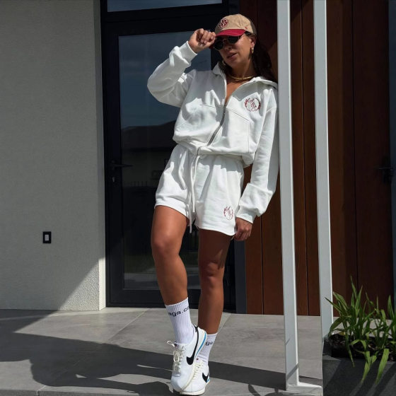 2025 European and American Export Spring & Fall New Amazon Women's Two-Piece Casual Zipper Hooded Cardigan Sportswear