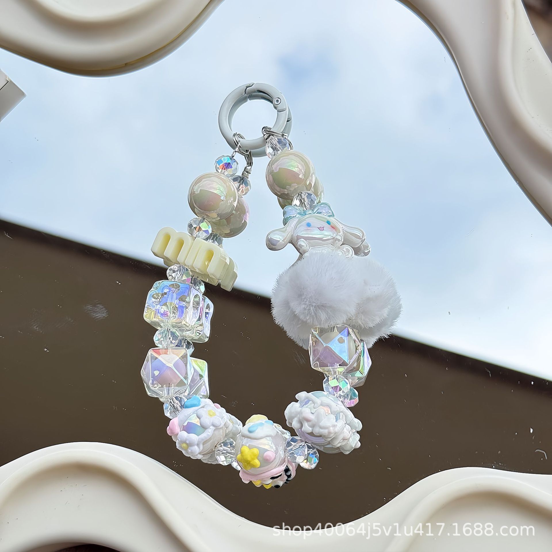 화이트 체인(랜덤 핸드페인팅 비즈)