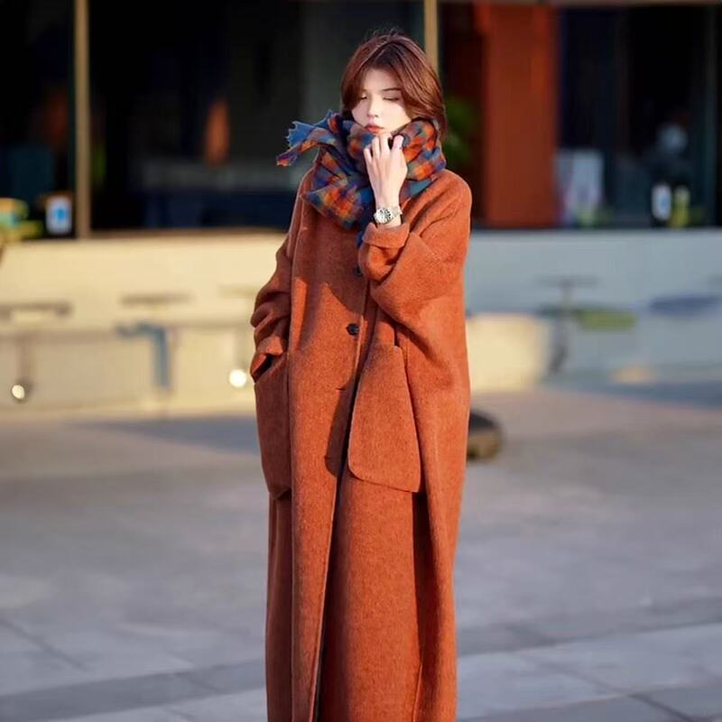 2025 Autumn/Winter New High-End European Style Cape Coat Loose Fit Petite Double-Sided Brown Wool Coat 2025 Autumn/Winter New High-End European Style Cape Coat Loose Fit Petite Double-Sided Brown Wool Coat