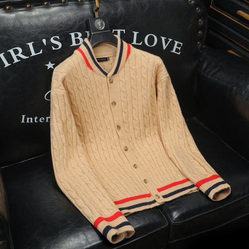 Herrenbekleidung High-End-Modemarke 2024 neue Strickjacke Jacke Herren trendiger lässiger schlanker Pullover Herbst und Winter_voghion.com
