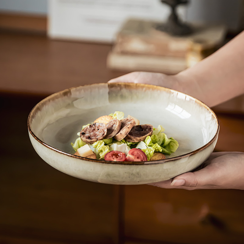 horno retro japonés para el hogar de platos de cerámica de alta calidad, platos de ensalada, platos de filete, platos de frutas, platos de pasta