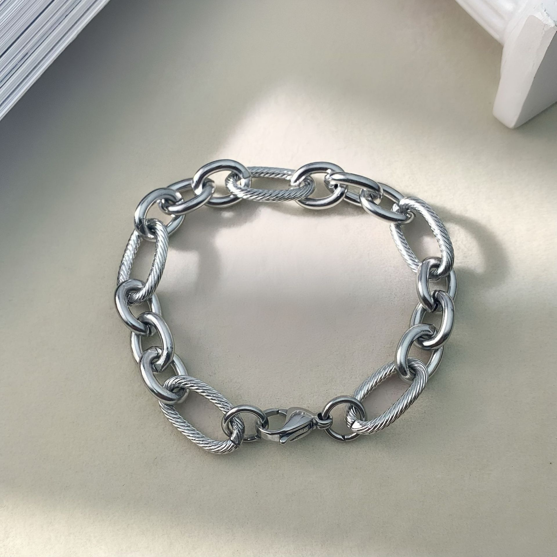 스틸 컬러 폭 8MM 체인 길이 17cm [랍스터 걸쇠]