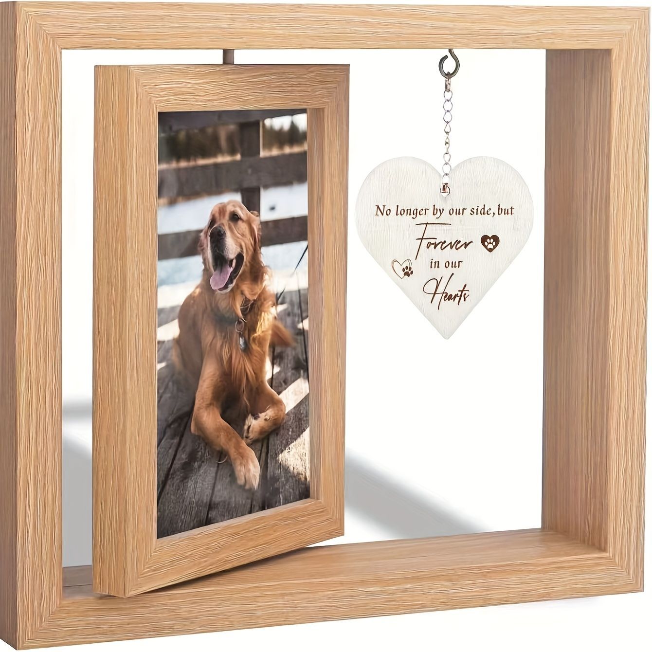 Nuevo marco de fotos americano Amor de madera giratorio creativo marco de fotos adornos para mascotas Marco de Fotos decoración de escritorio conmemorativo