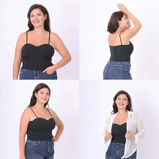 定制加肥加大码冰丝无痕内衣美背裹胸带胸垫固定乳胶杯吊带背心女