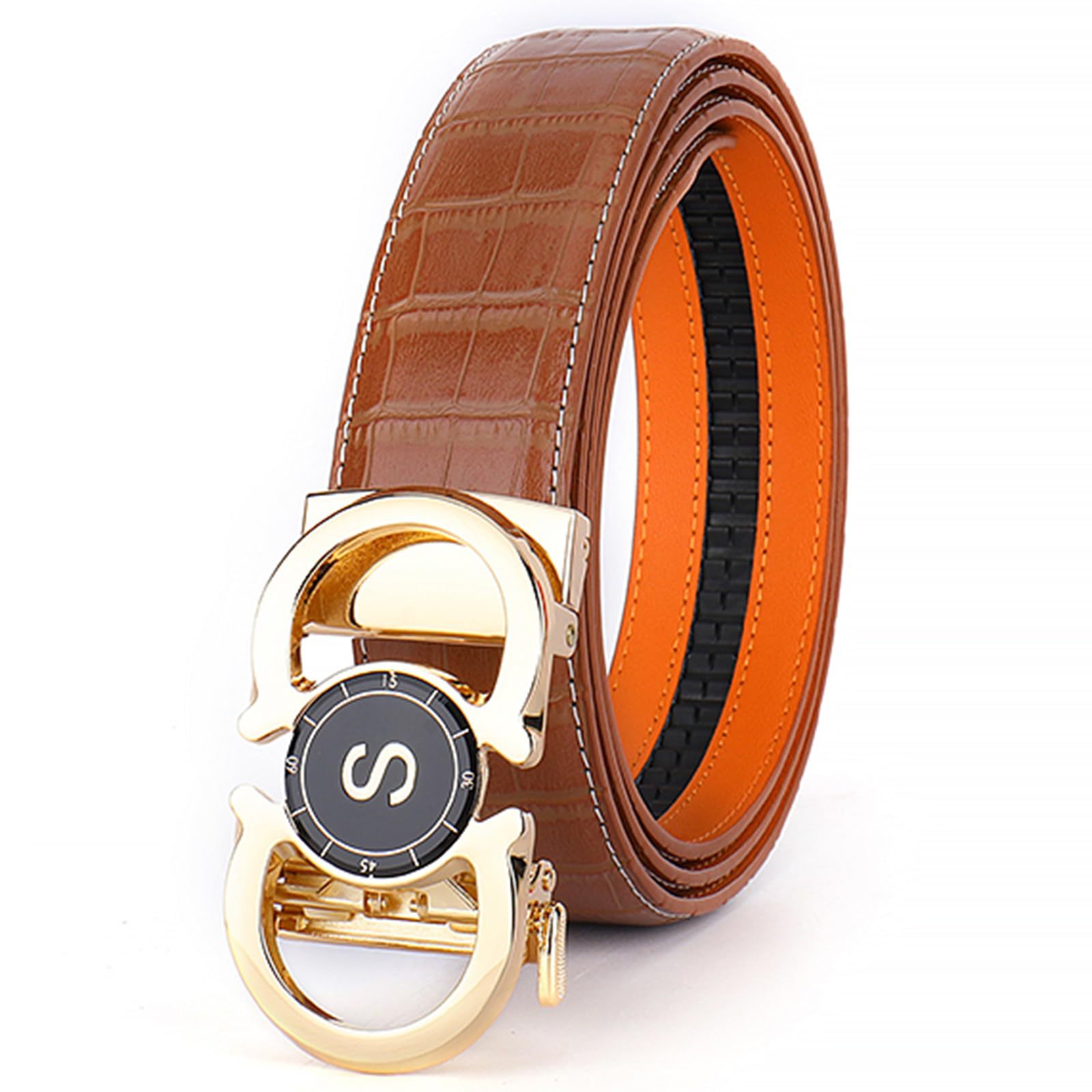 Cinturón de cuero genuino para hombre, informal, de negocios, impreso, popular, resistente a los arañazos y al desgaste, hebilla de cinturón, fabricante transfronterizo, venta directa al por mayor