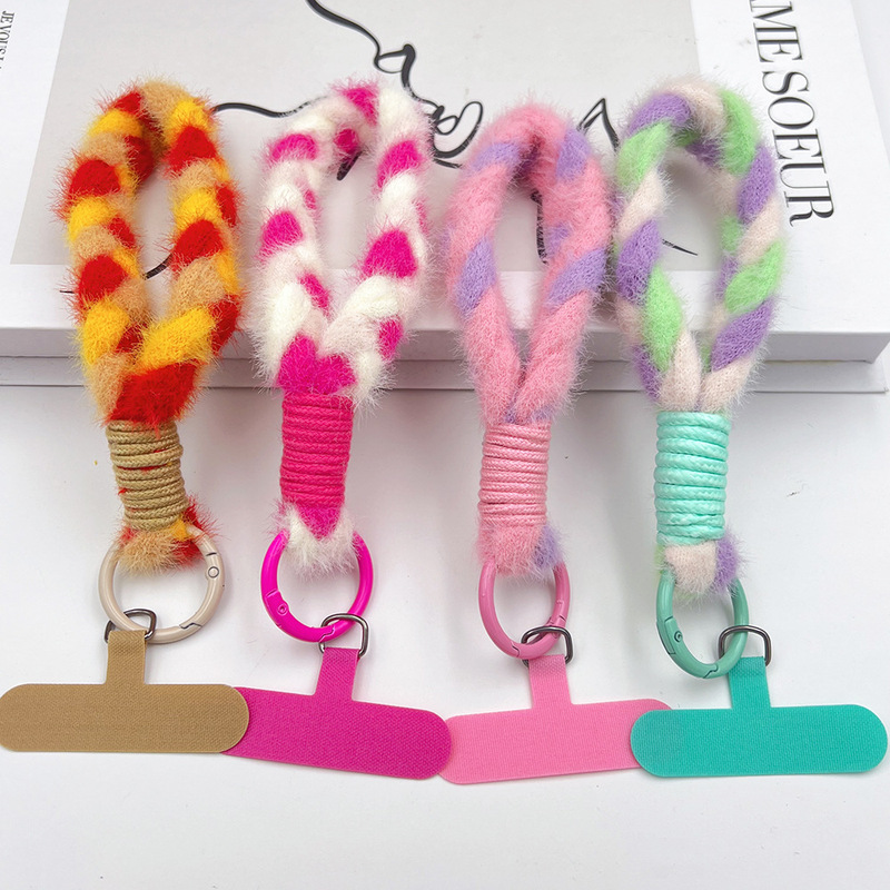 Autumn and Winter Creative Colorful Plush Mobile Phone Short Lanyard Boutique Fashion Wrist Single Buckle Mobile Phone Keychain Anti-Fall Rope Autumn and Winter Creative Colorful Plush Mobile Phone Short Lanyard Boutique Fashion Wrist Single Buckle Mobile Phone Keychain Anti-Fall Rope