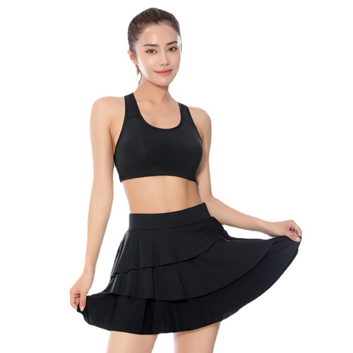 Nylon ice silk outdoor sports yoga wear shorts and skirt suit ice silk nude breathable quick-drying tennis bra vest