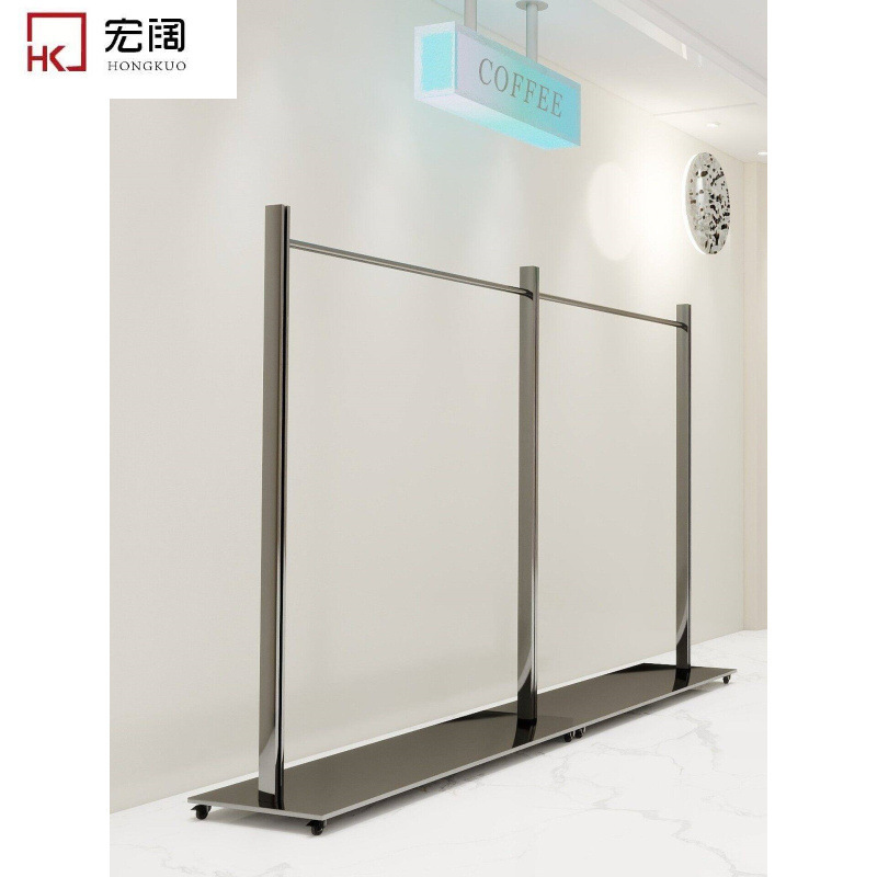 Clothing Store Display Rack, Floor-Standing Stainless Steel with Sealed Finish, Boutique Men's Clothing Store Island Rack, Women's Clothing Rack, Garment Rack