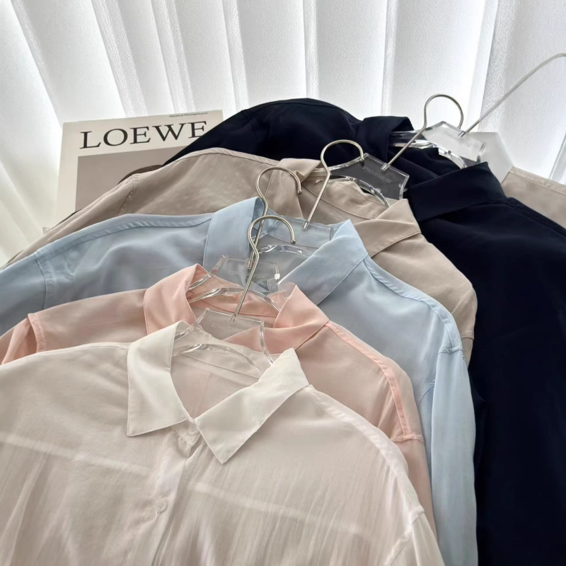 Lenzing Tencel Linen Shirt for Women, Sun-Protective Cardigan, Stylish Lightweight Casual Long-Sleeve Lyocell Top