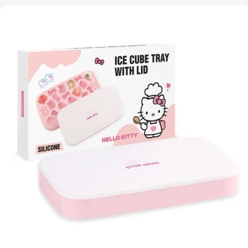 Hellokitty硅胶冰格卡通食品级按压冰块模具家用制冰储冰盒三丽鸥|undefined