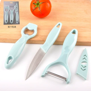 厂家现货不锈钢三件套削皮刀瓜果刨子水果刀开瓶器家用礼品套装