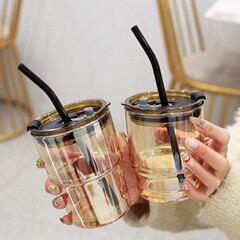 现货竹节杯带套水杯办公室喝水杯子创意竹节杯带提绳杯套ins风杯