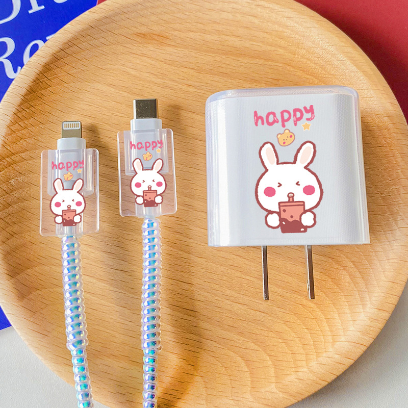 삼성 25w-우유 차 토끼-머리 커버 라인 커버 2 1 m 레이저 화이트 로프