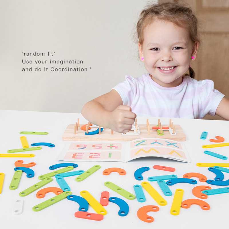 Rompecabezas de educación temprana para niños ensamblando bloques de construcción rompecabezas de bebé Forma de letra digital conjunto de columna juguetes de jardín de infantes 3-6 años