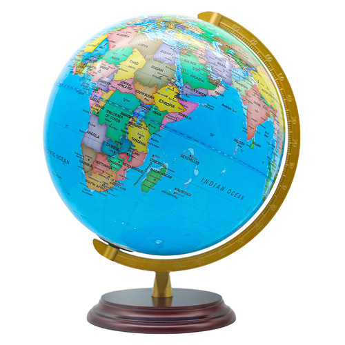 A 32CM Large High-Definition Earth Globe for Primary and Middle School Students, with a Wooden Base, Suitable for Office and Study Room Decor in Pure English