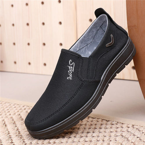  Spring New Old Beijing Cloth Shoes for Men, Middle-Aged and Elderly, Walking Shoes with Soft Soles, Slip-On Casual Shoes for Men, Large Size
