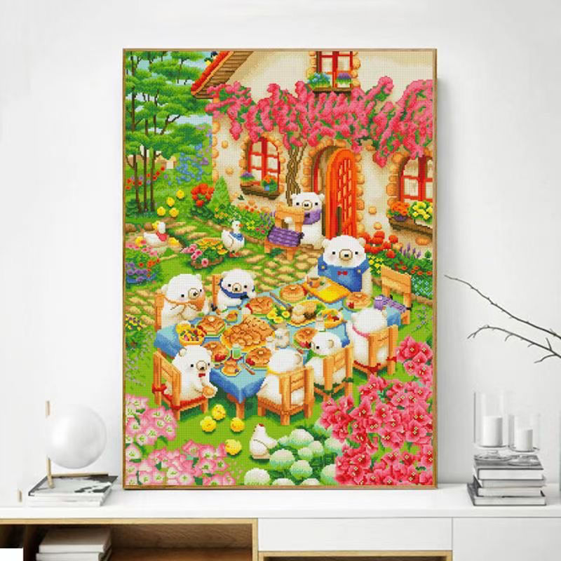 Auténtico Punto de Cruz de la Mona Lisa, Lindo Diseño de Mascotas Reunidas, Bordado Simple Hecho a Mano, Decoración de Anime de Dibujos Animados image 4