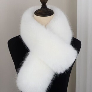 Imitation Rabbit Fur Thickened Scarf British Style with Coat Plush Fur Collar Elegant Single-Sided Neck Warmer