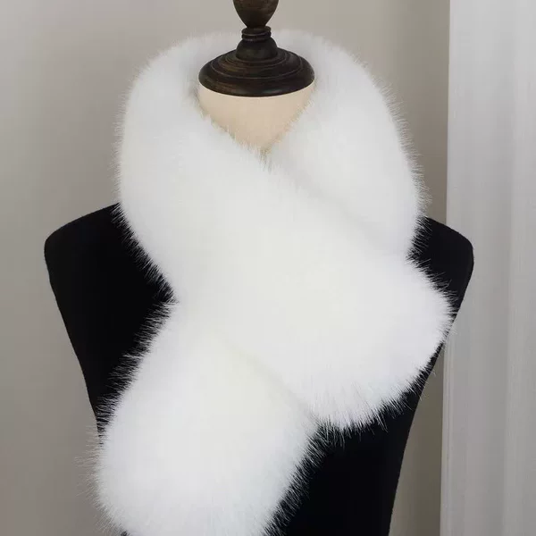 Imitation Rabbit Fur Thickened Scarf British Style with Coat Plush Fur Collar Elegant Single-Sided Neck Warmer