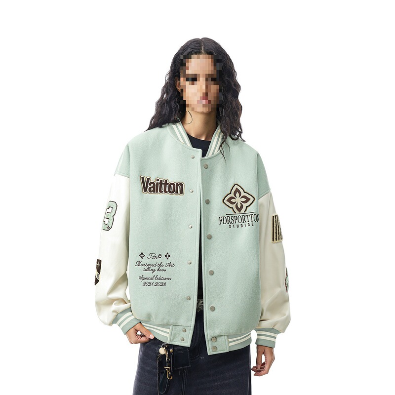Shop Diamond Embroidered American Sports Quilted Baseball Jacket for Men and Women Autumn and Winter Couple Loose Jacket