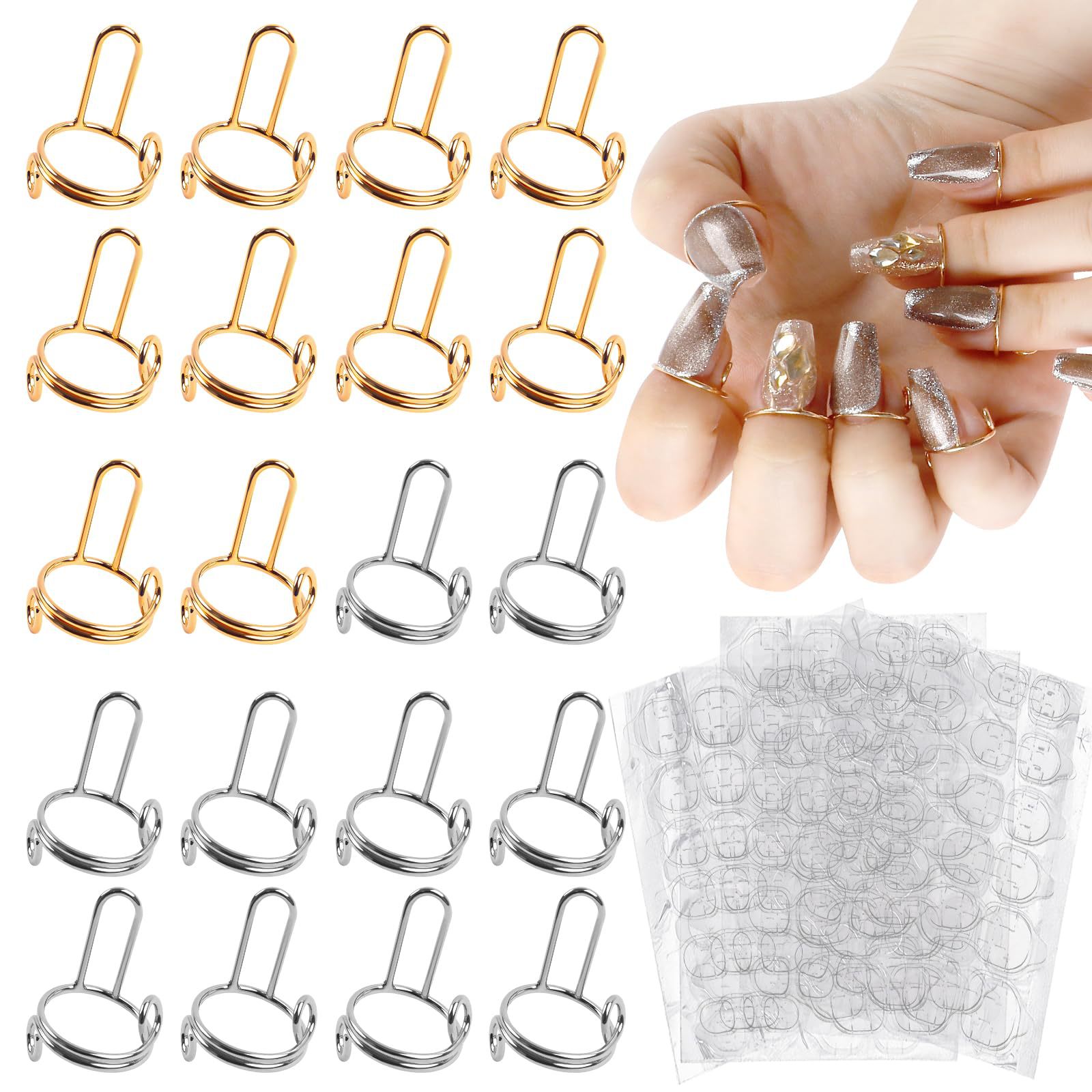 Fashionable Wearable Nail Art Pieces, Essential Detachable Nail Rings, Metal Rings, Trendy Cross-Border Hot-Selling 10-Piece Set