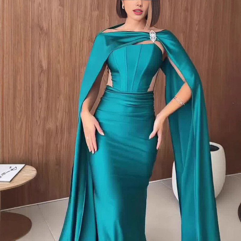 2025 New Foreign Trade Cross-Border Women's Clothing, High-End Satin Dress, Extra Long Flying Sleeves Shawl Suit 2025 New Foreign Trade Cross-Border Women's Clothing, High-End Satin Dress, Extra Long Flying Sleeves Shawl Suit