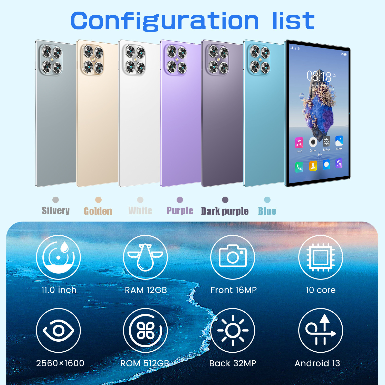 K11 Tablet New Model 10.1inch Dual Sim Dual Standby Cross-Border Foreign Trade Wholesale 16+1t Android 16 Ready Stock Delivery