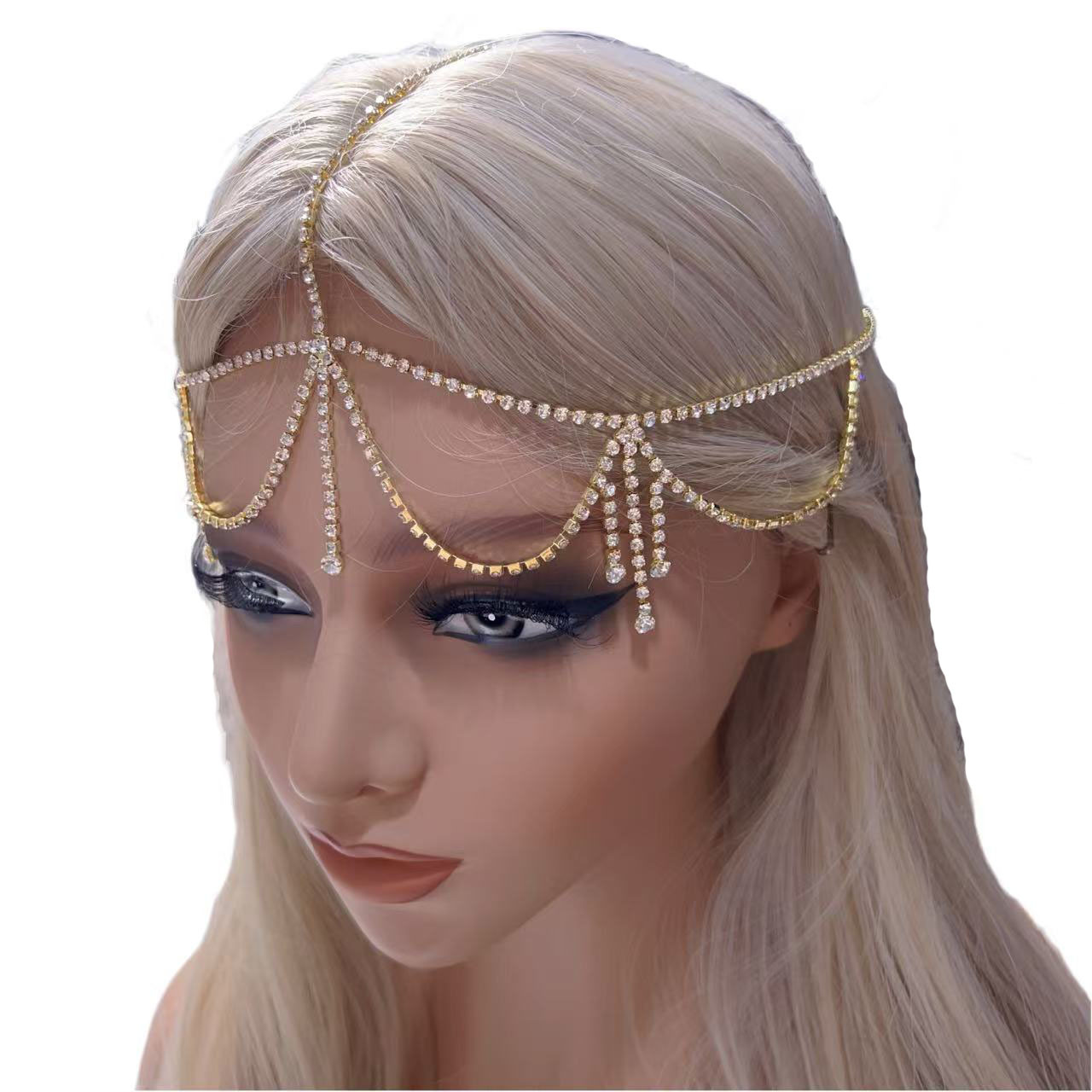 Kristallen druppel bruids hoofdband voor bruiloft haaraccessoire_voghion.com