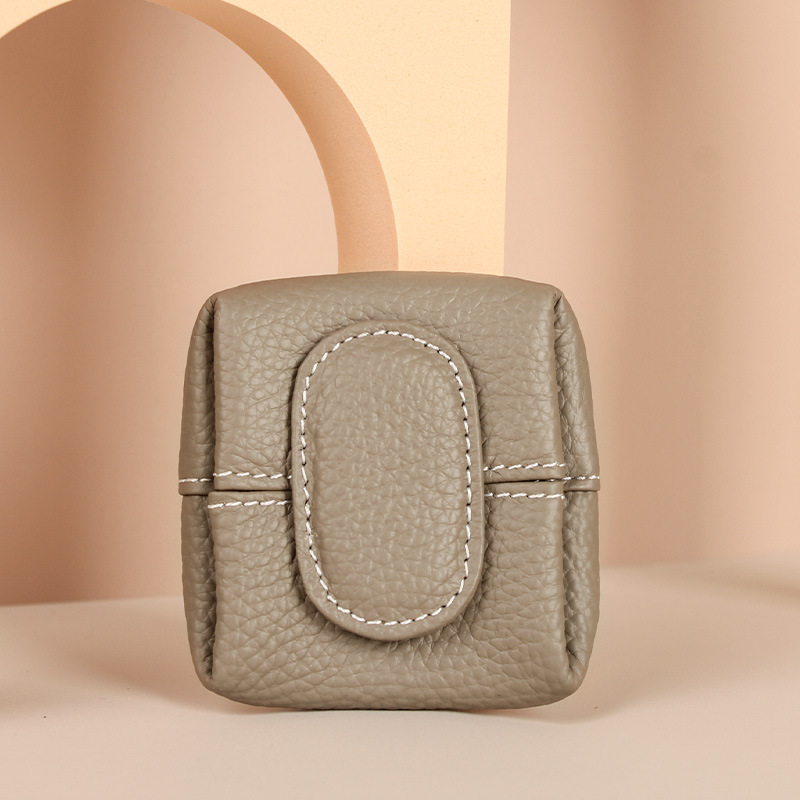 Monedero de cuero genuino primera capa de piel de vaca mini billetera de almacenamiento clave transfronteriza pequeña billetera de piel de vaca de las mujeres