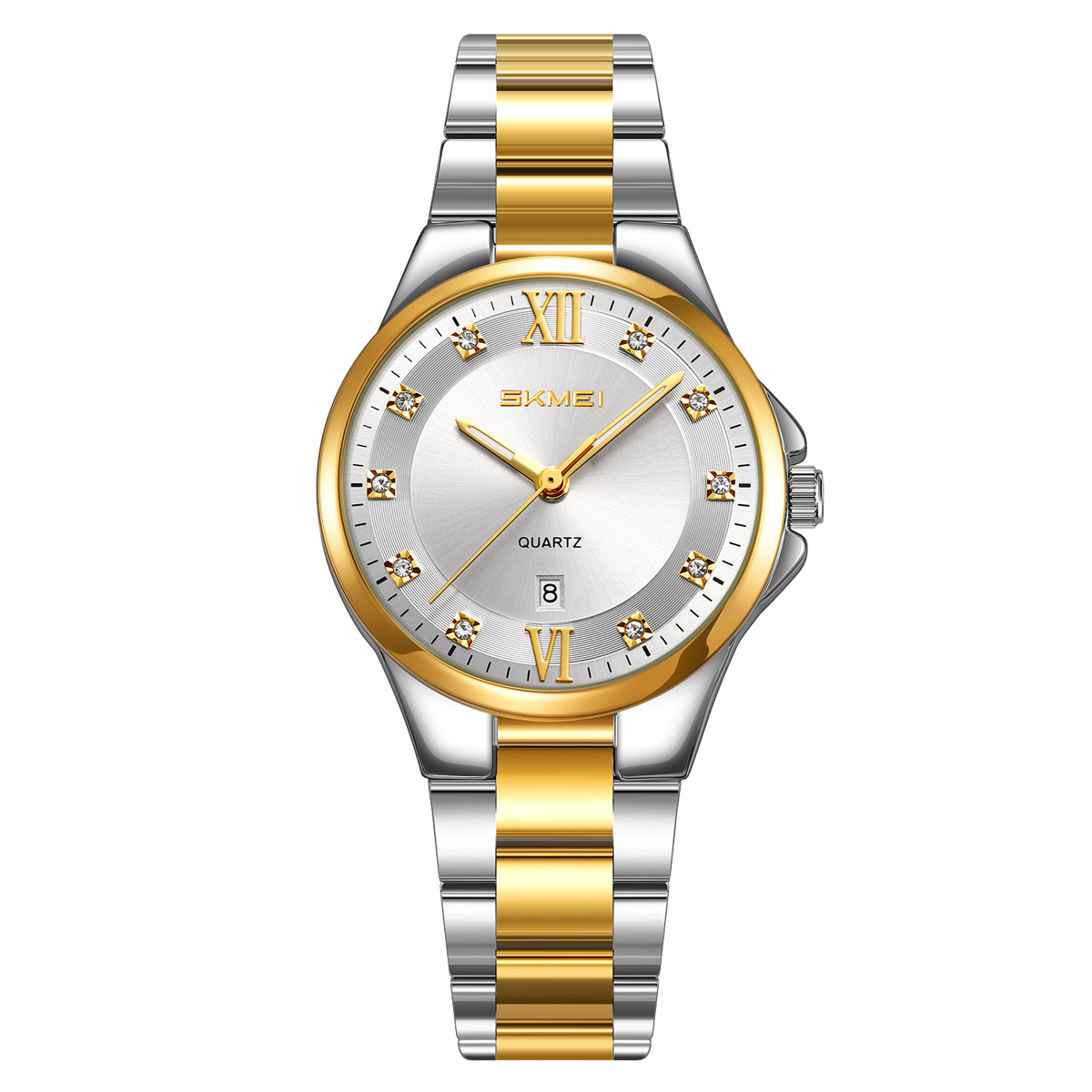 Momento Meimei oro diamantes damas reloj de cuarzo 30 metros calendario impermeable reloj de negocios mujer fuente de fábrica transfronteriza al por mayor