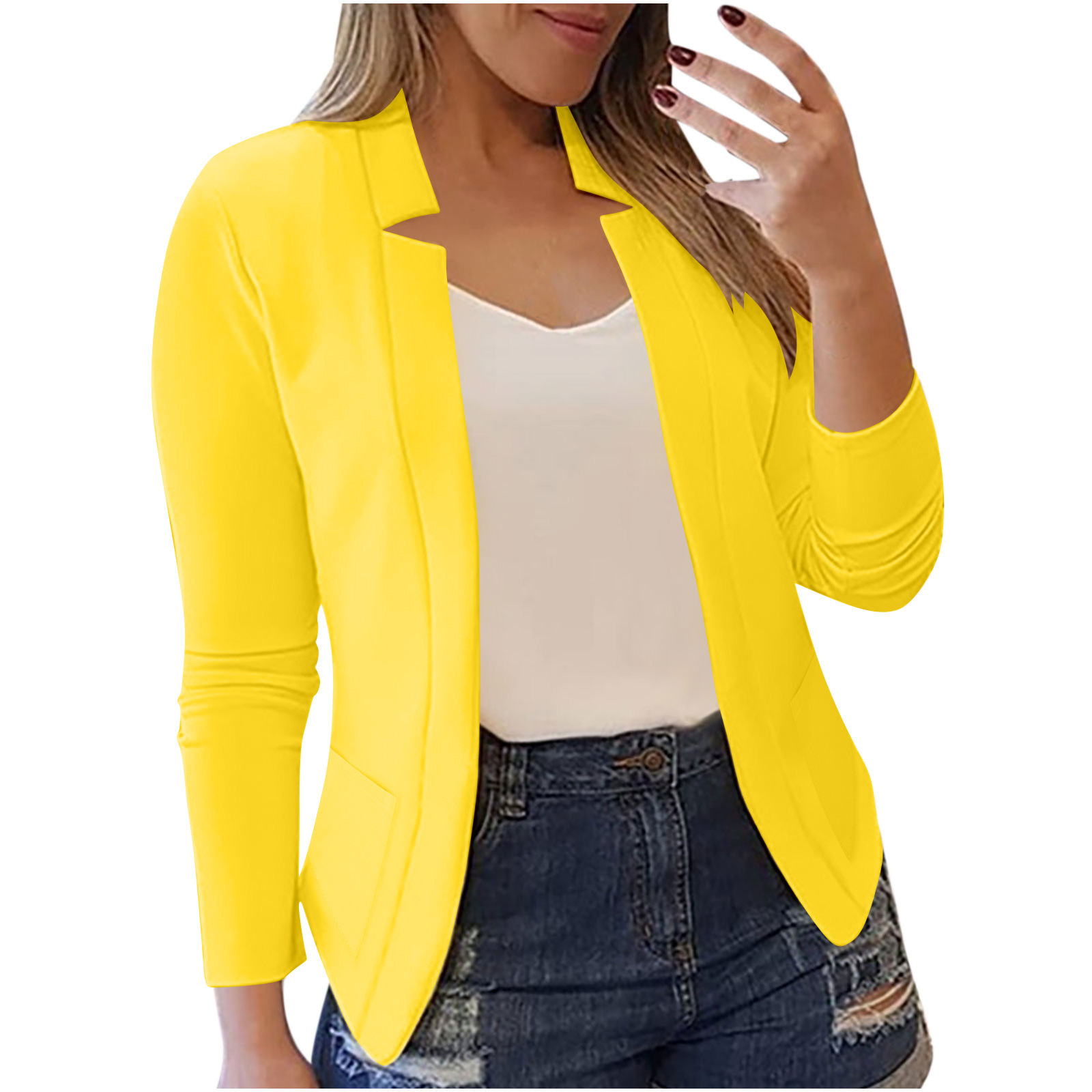 Casual Professional Blazer Jacket For Women In Solid Colour_voghion.com